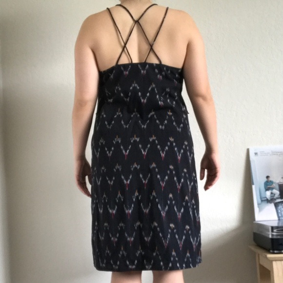 LOFT Black Strappy Patterned Summer Dress - Picture 4 of 5